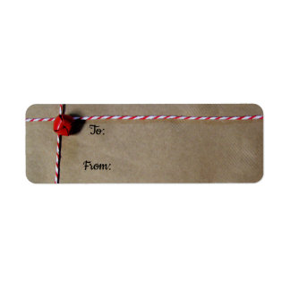 Röda jingle Bell och Twine jul Gift Labels Returadress Etikett