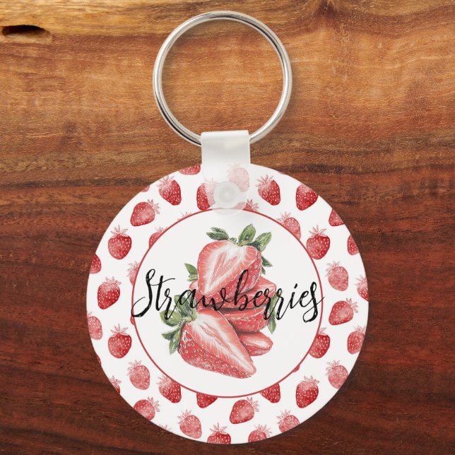 Röda jordgubbar frukt   nyckelring (Framsida)