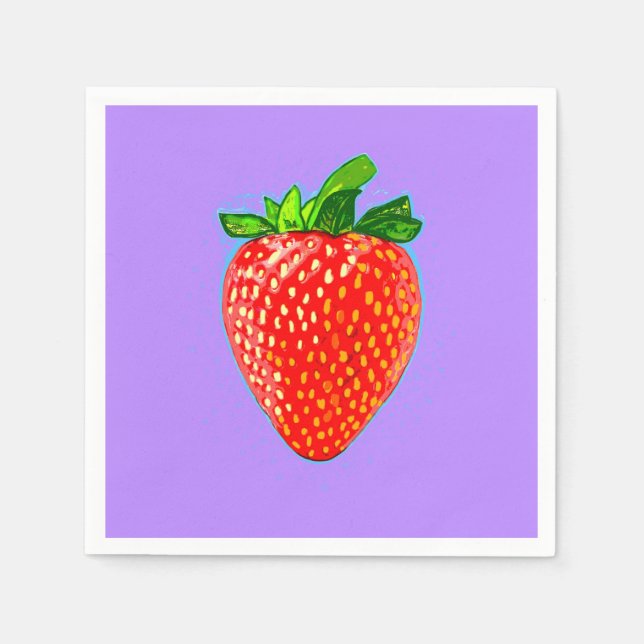 Röda jordgubbar i Pop Art Stil Pappersservett (Framsidan)