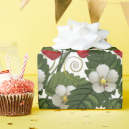 Röda jordgubbar och Grönt Löv Decoupage Presentpapper