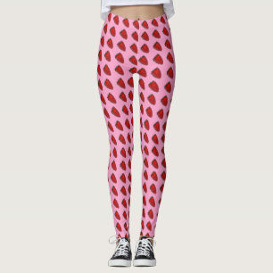 Röda jordgubbar på Rosa Leggings