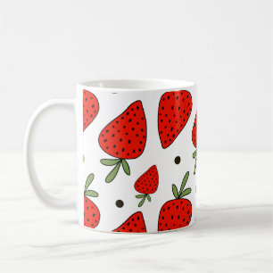 Röda jordgubbar Tecknad Sömlös Mönster Kaffemugg