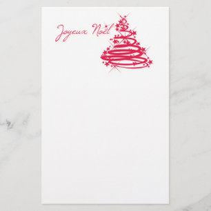 Röda Joyeux Noël med julgranen Brevpapper