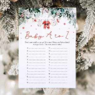 Röda jul babyartiklar A till Ö Baby Shower Lek Inbjudningar