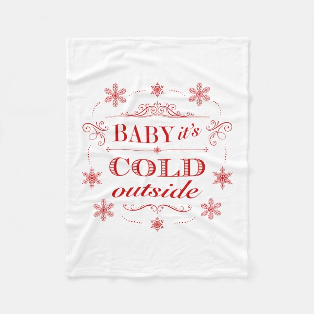 Röda jul eller vinter och vitSnowflake Fleecefilt (Framsidan)