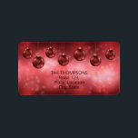 Röda julbalkar med Anpassningsbar Adressetikett<br><div class="desc">Desteis ursprungliga illustration av den röda och gyllene färg-jultomten i gult som har en snöflinga mönster på sig. Bakgrunden är ett vackert rödbak och det finns ett anpassbart textområde.</div>