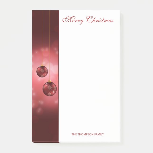 Röda julbalkar med Anpassningsbar Post-it Block (Framsida)