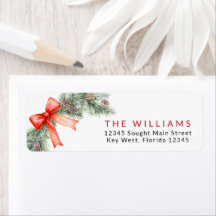 Röda julband Returadressetiketter