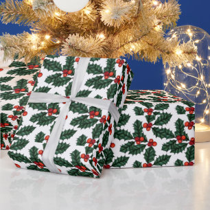 Röda julbergen och Löv Vit jul Presentpapper