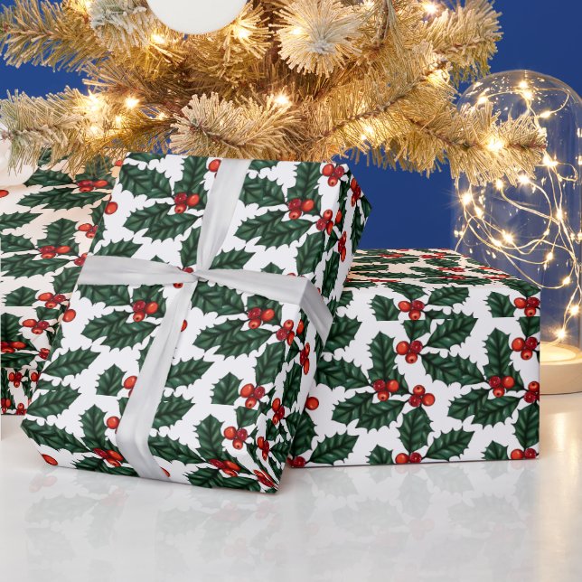 Röda julbergen och Löv Vit jul Presentpapper (Helgdagar)