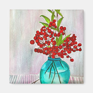 Röda julberries bra konst magnet
