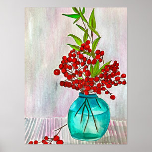 Röda julberries bra konst poster