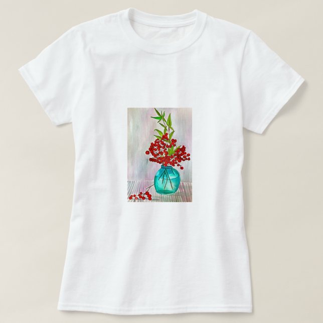 Röda julberries bra konst t shirt (Design framsida)