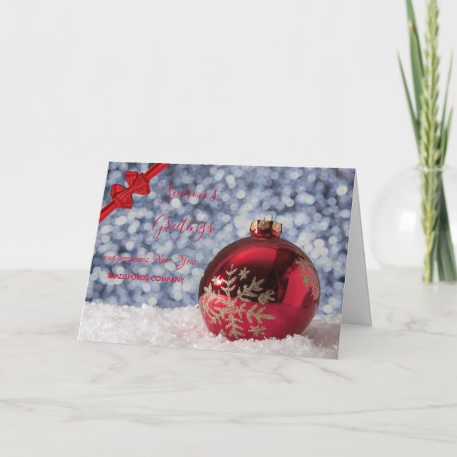 Röda julen Boll, Röda bladet, korprat Hälsning Helgkort (Framsida)