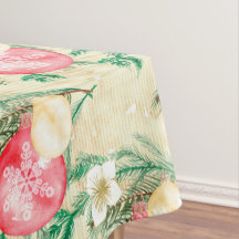 Röda julen Bollar Guld Rand White Flowers