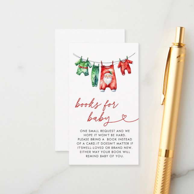 Röda julen Tomtebaby shower-böcker för bebisar Tilläggskort (Fram/Back In Situ)