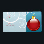 Röda juletiketter för prydnadsgåva fraktsedel<br><div class="desc">Röd anpassningsbar Gift-etikett för julkortets kuvert. © TDSwhite</div>