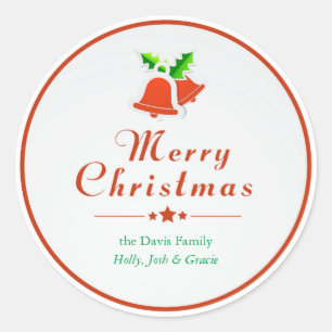 Röda juletiketter på Klockor Helgdag/Stickers Runt Klistermärke