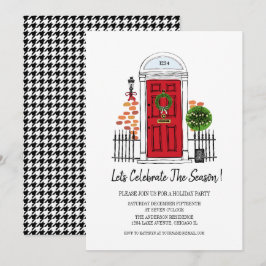 Röda Julfesten för juldörr Inbjudningar