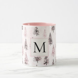 Röda julgran Monogram Mugg