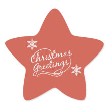 Röda julhälsningar med Snöflingor Stickers