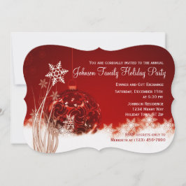 Röda julinbjudningar till prydnadsföremål Julfest Inbjudningar
