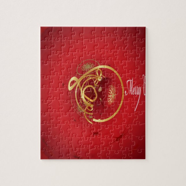 Röda juljungeln Klockor har en välsignad Nicedag Pussel (Vertikal)