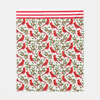 Röda julkardinaler fleecefilt