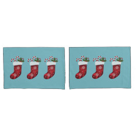 Röda julklappar på blått