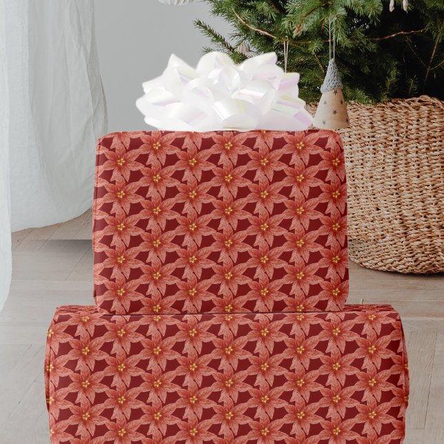 Röda julklappen, Botaniskt Blommönster Presentpapper (Skapare uppladdad)
