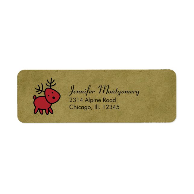 Röda julpryder Illustration Returadress Etikett (Framsidan)