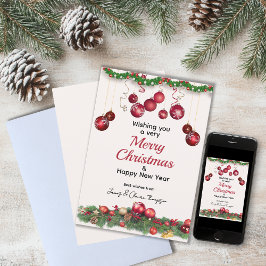 Röda julprydnader Festive Julkort