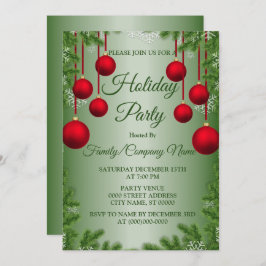 Röda julprydnader Grönten Helgdagar Party Inbjudningar