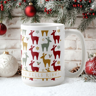 Röda julrenar Mönster#12 ID1009 Kaffemugg