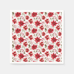 Röda julstjärna julblommor bär jul pappersservett