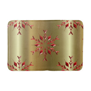 Röda julstjärnor på Guld Badrumsmatta