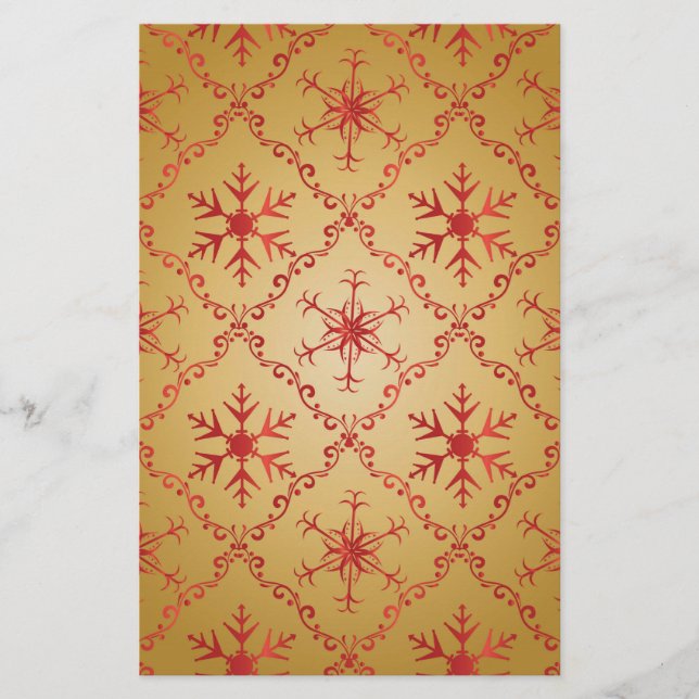 Röda julstjärnor på Guld Brevpapper (Framsida)