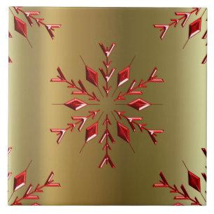 Röda julstjärnor på guld kakelplatta