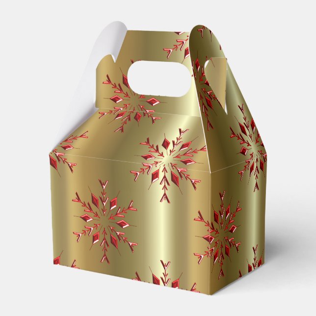 Röda julstjärnor på Guld Presentaskar (Baksidan Sidan)