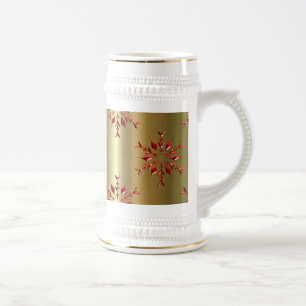 Röda julstjärnor på Guld Sejdel