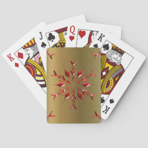 Röda julstjärnor på Guld Spel Kort