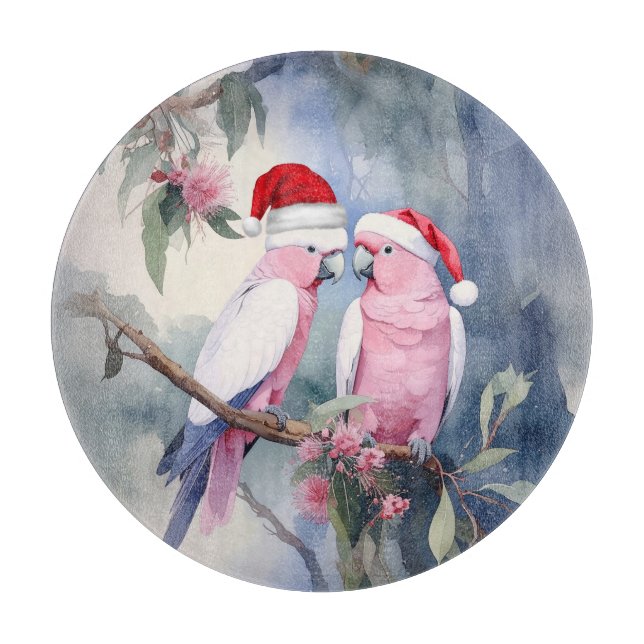 Röda kakaduer Santa hatt God Jul (Framsidan)