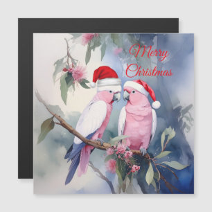 Röda kakaduer Santa hatt Merry Christmas