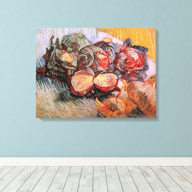 Röda kål och lökar av Vincent van Gogh Canvastryck (Insitu (trägolv))