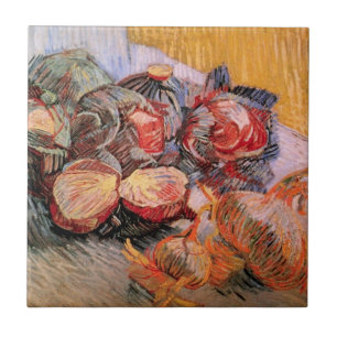 Röda kål och lökar av Vincent van Gogh Kakelplatta