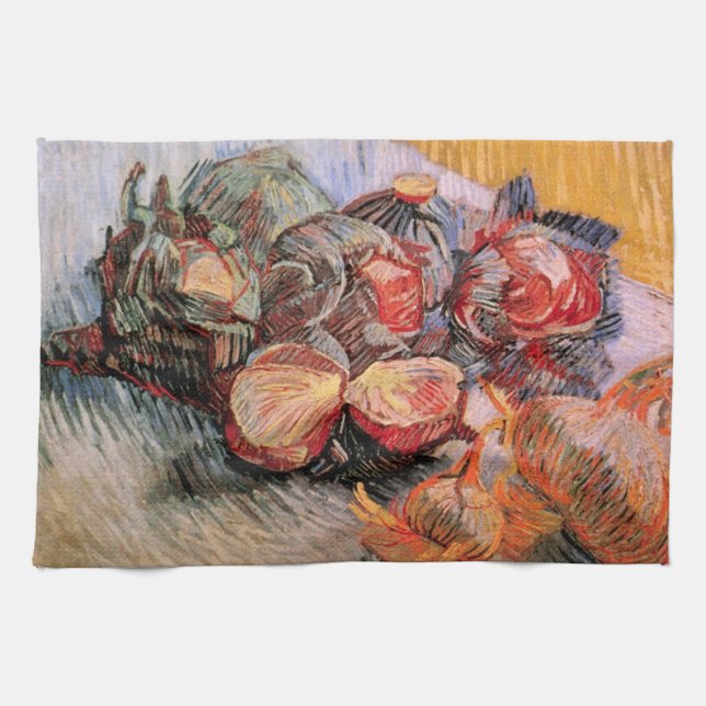 Röda kål och lökar av Vincent van Gogh Kökshandduk (Horisontell)