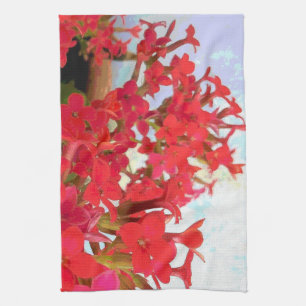 Röda Kalanchoe Blommor Kökshandduk