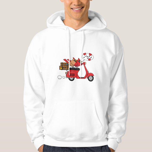 Röda Kardinalälskare på Scooter Hoodie (Framsida)