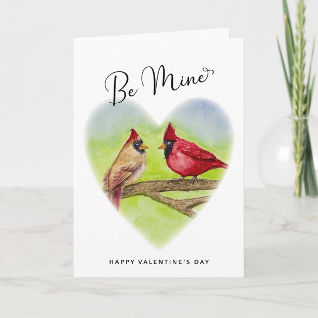 Röda kardinaler är Mine Par Valentine Day Card Kort (Framsida)