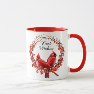 Röda kardinaler Berries Kaffe med andningsfärg Mug Mugg